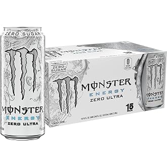 Monster Energy Zero Ultra Sugar Free Energy Drink – 16 fl oz (Pack of 12)