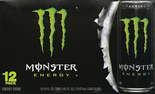 Monster Energy Drink – Original Green, 16 fl oz (Pack of 12)