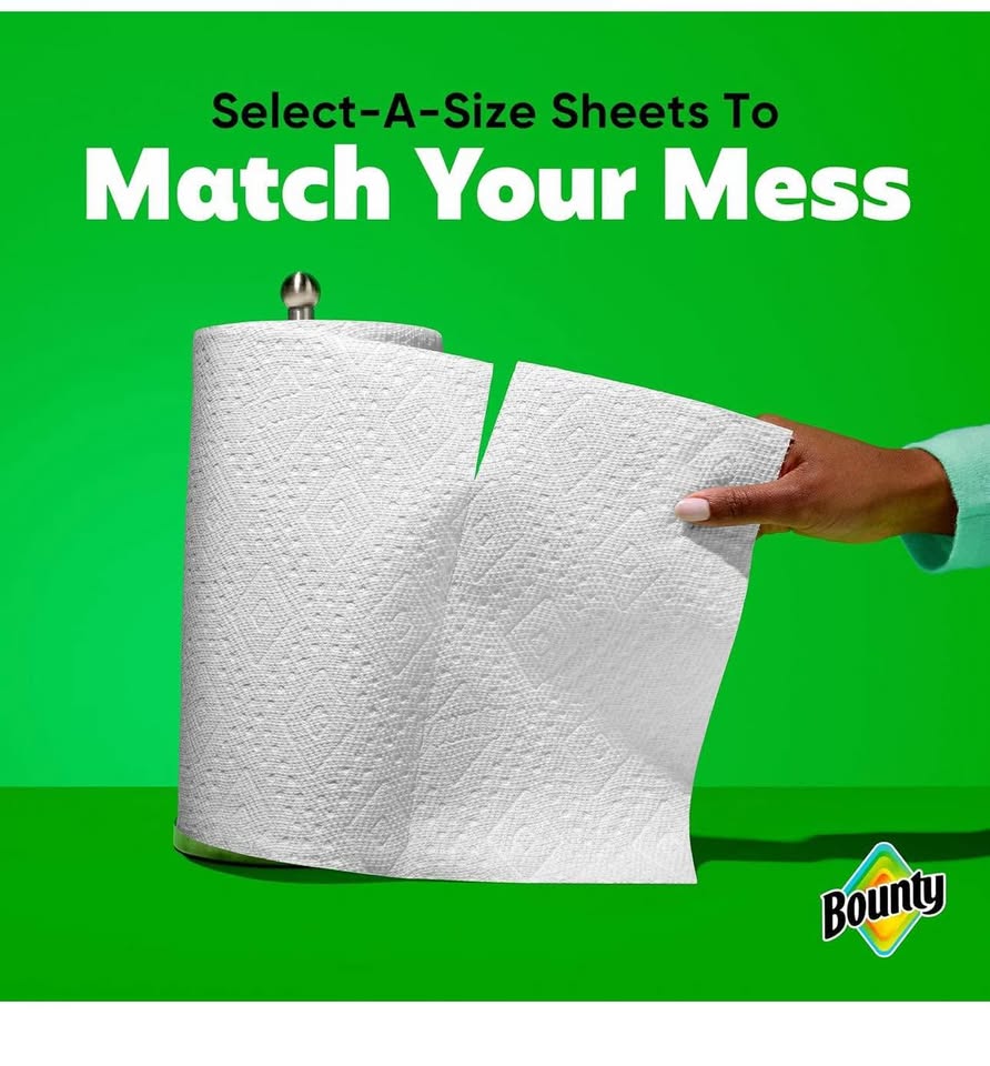 Bounty Select-A-Size Paper Towels, White, 2 Triple Rolls = 6 Regular Rolls