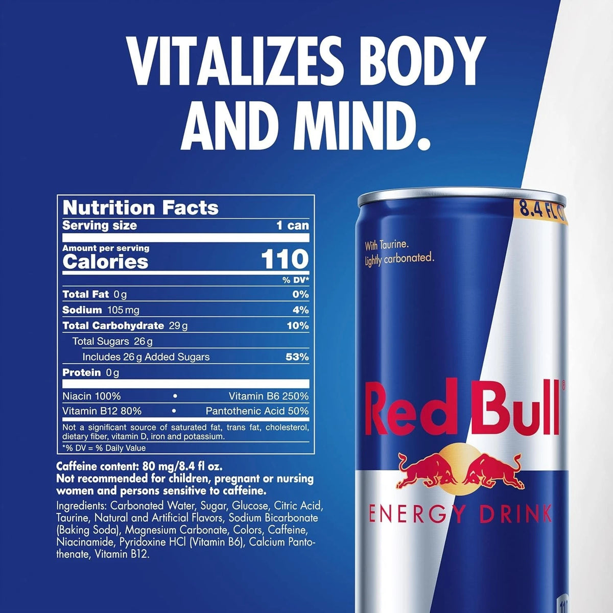 Red Bull Energy Drink 8.4 Fl Oz – 80mg Caffeine, Taurine & B Vitamins | Pack of 24
