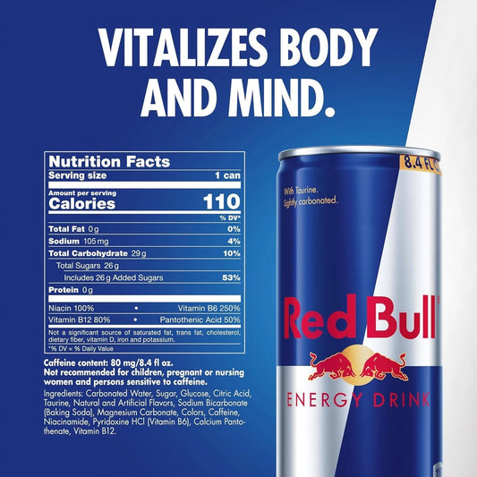 Red Bull Energy Drink 8.4 Fl Oz – 80mg Caffeine, Taurine & B Vitamins | Pack of 24